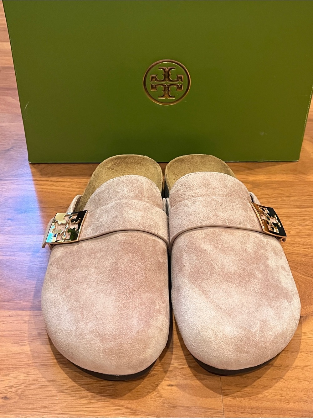 Tory Burch Suede Mellow Malva/Gold Mules - size 9.5 - NIB - Picture 2 of 12